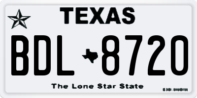 TX license plate BDL8720