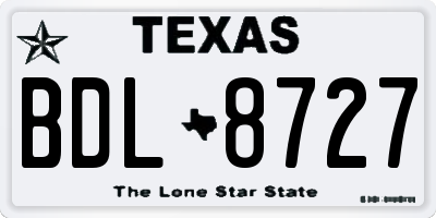TX license plate BDL8727
