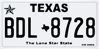 TX license plate BDL8728