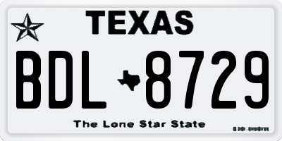 TX license plate BDL8729