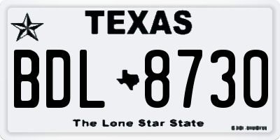 TX license plate BDL8730
