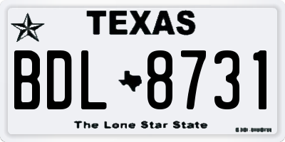TX license plate BDL8731