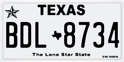 TX license plate BDL8734