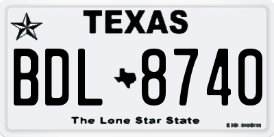 TX license plate BDL8740