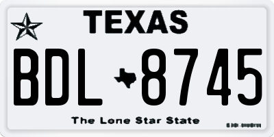 TX license plate BDL8745