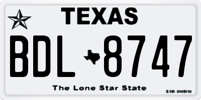 TX license plate BDL8747