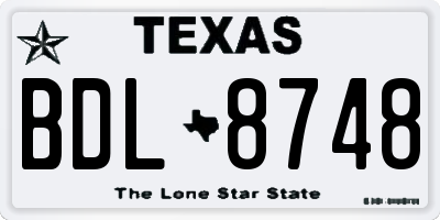 TX license plate BDL8748