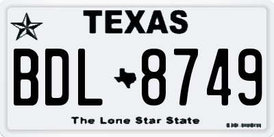 TX license plate BDL8749