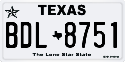 TX license plate BDL8751