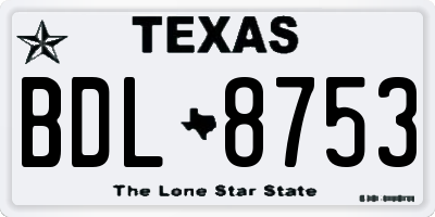 TX license plate BDL8753