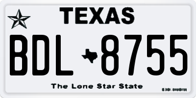 TX license plate BDL8755