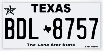 TX license plate BDL8757