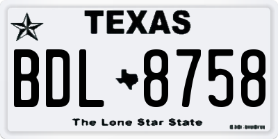 TX license plate BDL8758