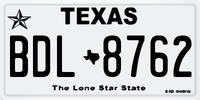 TX license plate BDL8762