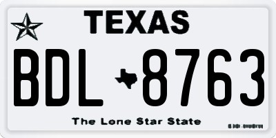 TX license plate BDL8763