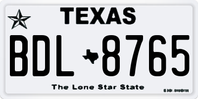 TX license plate BDL8765