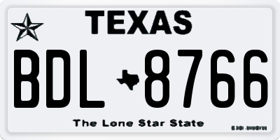 TX license plate BDL8766