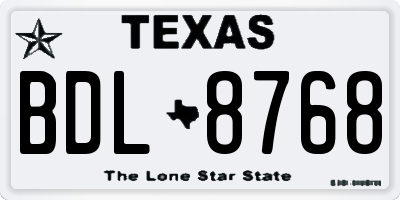 TX license plate BDL8768