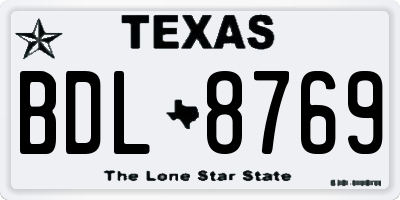 TX license plate BDL8769