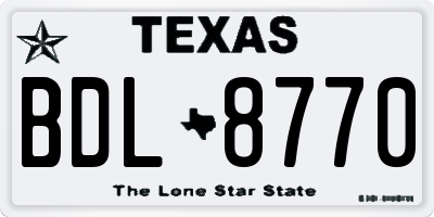 TX license plate BDL8770