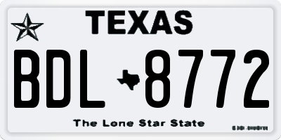TX license plate BDL8772