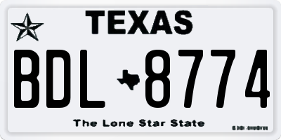 TX license plate BDL8774