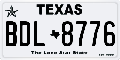 TX license plate BDL8776