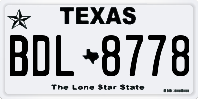 TX license plate BDL8778