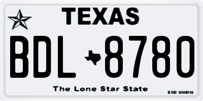 TX license plate BDL8780
