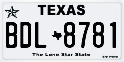 TX license plate BDL8781