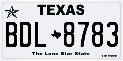 TX license plate BDL8783