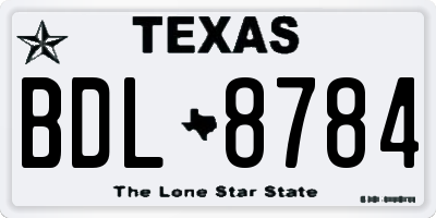 TX license plate BDL8784
