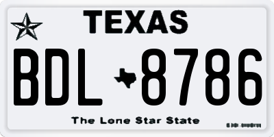TX license plate BDL8786