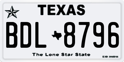 TX license plate BDL8796