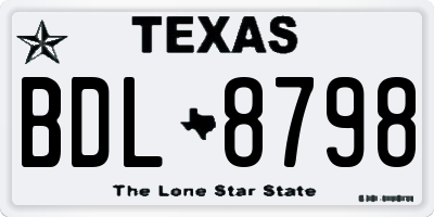 TX license plate BDL8798
