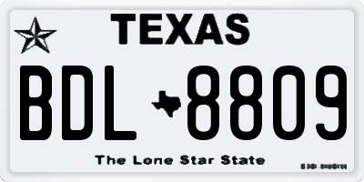 TX license plate BDL8809