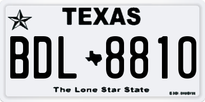 TX license plate BDL8810