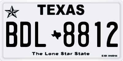 TX license plate BDL8812