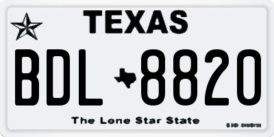 TX license plate BDL8820
