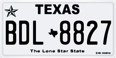 TX license plate BDL8827
