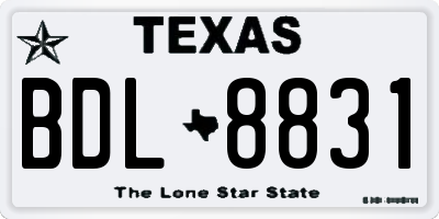 TX license plate BDL8831