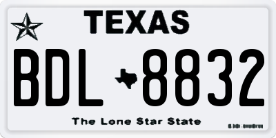 TX license plate BDL8832