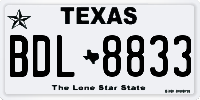 TX license plate BDL8833