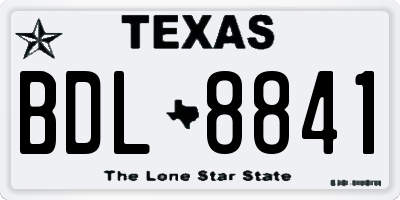 TX license plate BDL8841