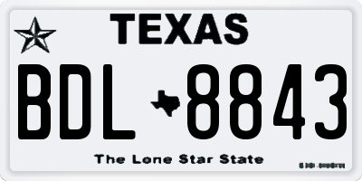 TX license plate BDL8843