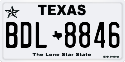 TX license plate BDL8846