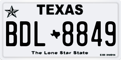 TX license plate BDL8849