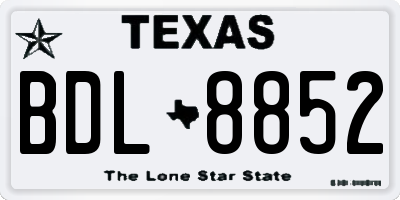 TX license plate BDL8852