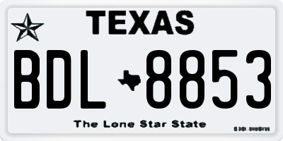 TX license plate BDL8853