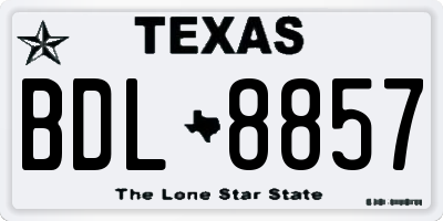 TX license plate BDL8857